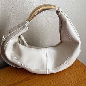 Elegant Cream Leather Hobo Bag